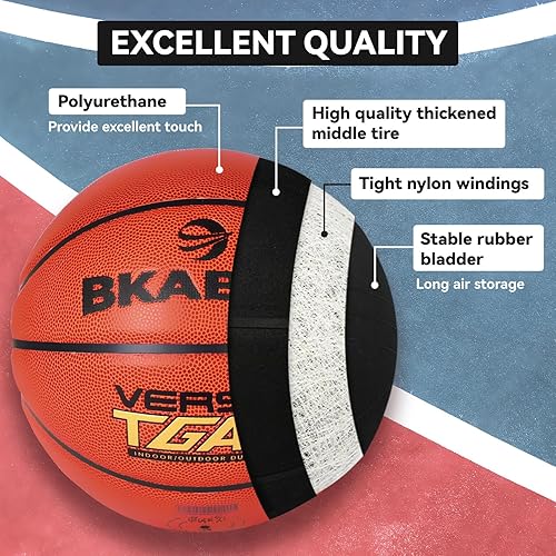 Miniatura 3 de BKABOT Balón de baloncesto al aire libre de 29.5 pulgadas, pelota de baloncesto para hombre para interiores, pelotas de baloncesto tamaño oficial 7,