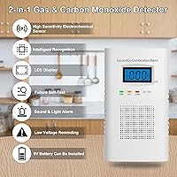 Vista 5 de Combination Gas & Carbon Monoxide Detectors - Plug in Carbon Monoxide Alarm & Natural Gas Detector for Home, 2-in-1 Co Detector & Combustible Gas