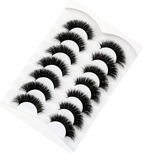 Miniatura 572 de Pooplunch Pestañas postizas de pelo de visón sintético, estilo de ojo de gato, paquete de pestañas postizas naturales esponjosas, paquete múltiple