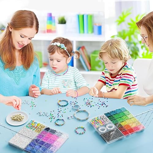 Miniatura 6 de ARTDOT Juego de 10982 cuentas de arcilla para hacer pulseras de amistad, 48 colores del arco iris, suministros para hacer joyas, cuentas Heishi con