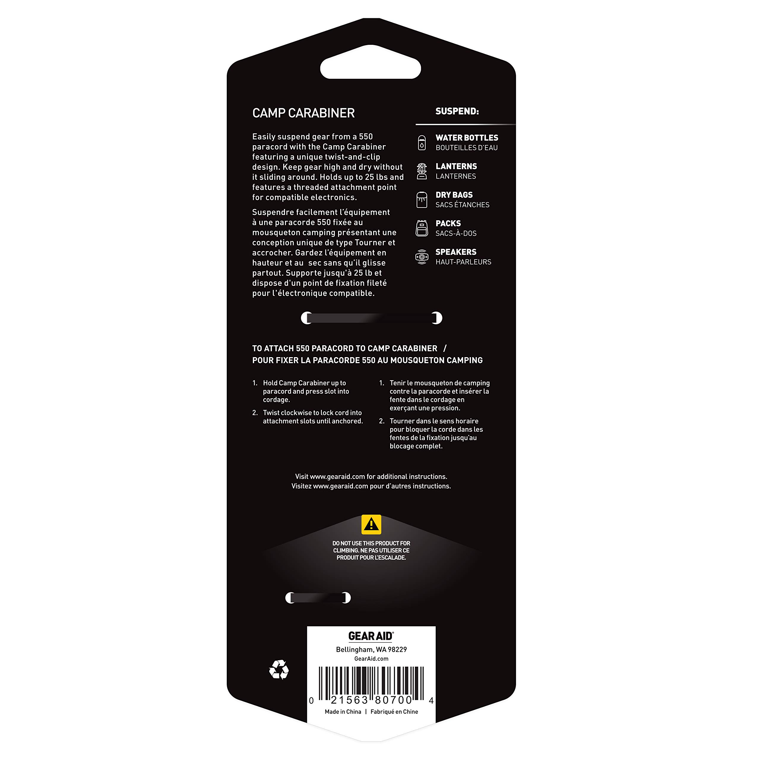 Mousqueton De Camping Gear Aid - Pour Serviette, Sac, équipement - Modèle 80700