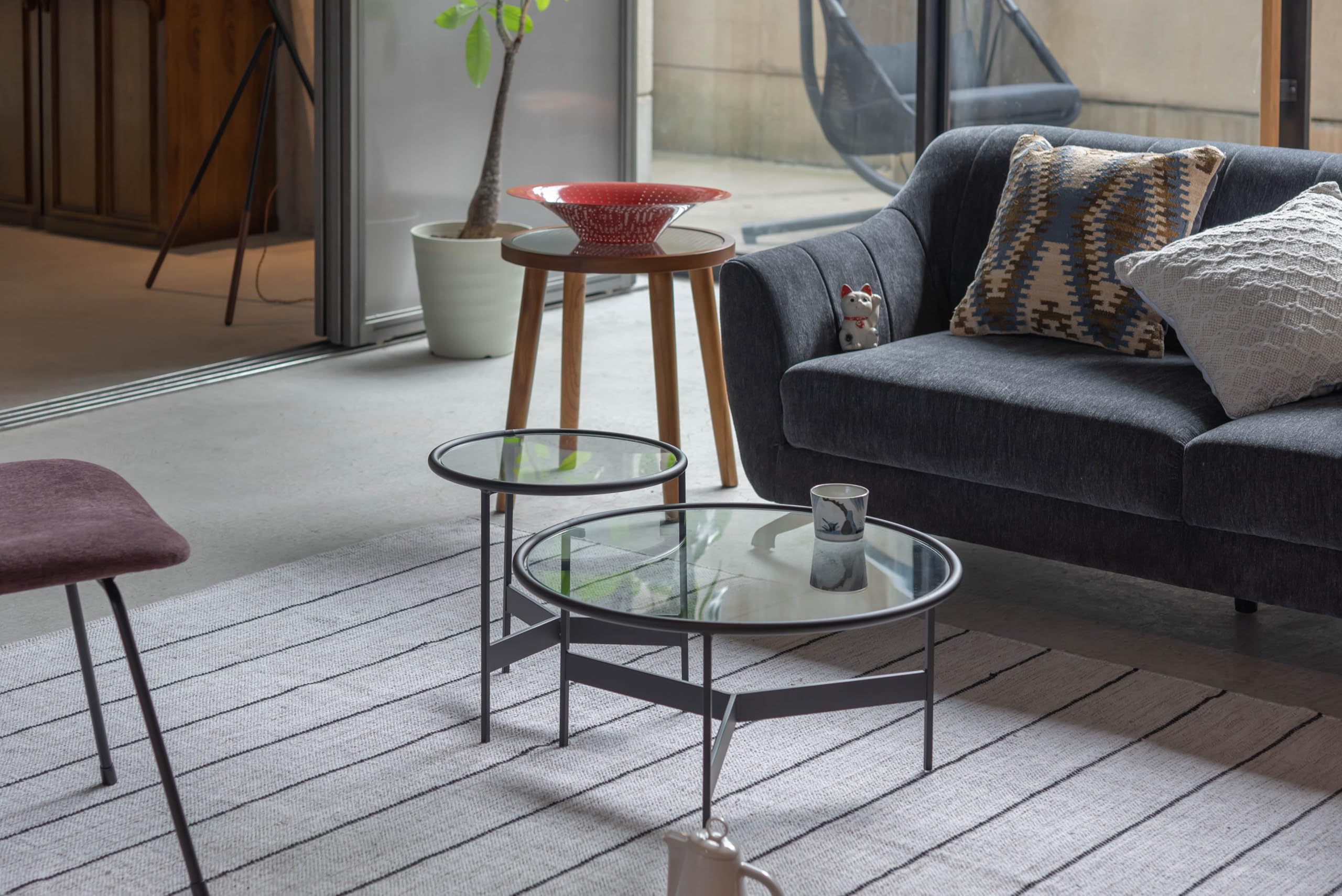 Sサイズ ガラステーブル サイドテーブル 高さ40cm HIT-240 N02 Sサイズ ガラステーブル サイドテーブル 高さ40cm HIT-240 N02