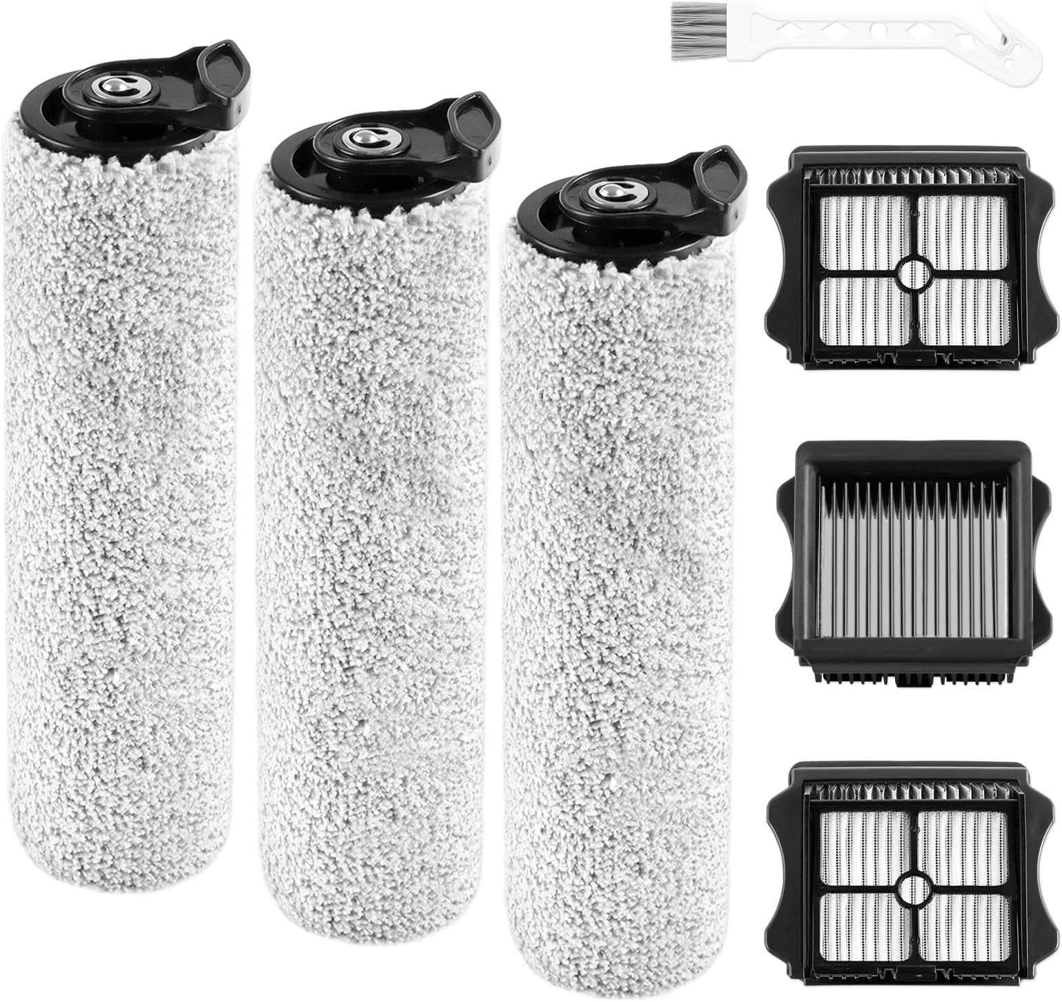 iFloor 3 Replacement Brush Rollers and HEPA Filter Kits Compatible with Tineco iFloor 3 and Floor One S3 Cordless Wet Dry Vacuum Cleaner Replacement Parts,3 Brush Rollers & 3 Filters
