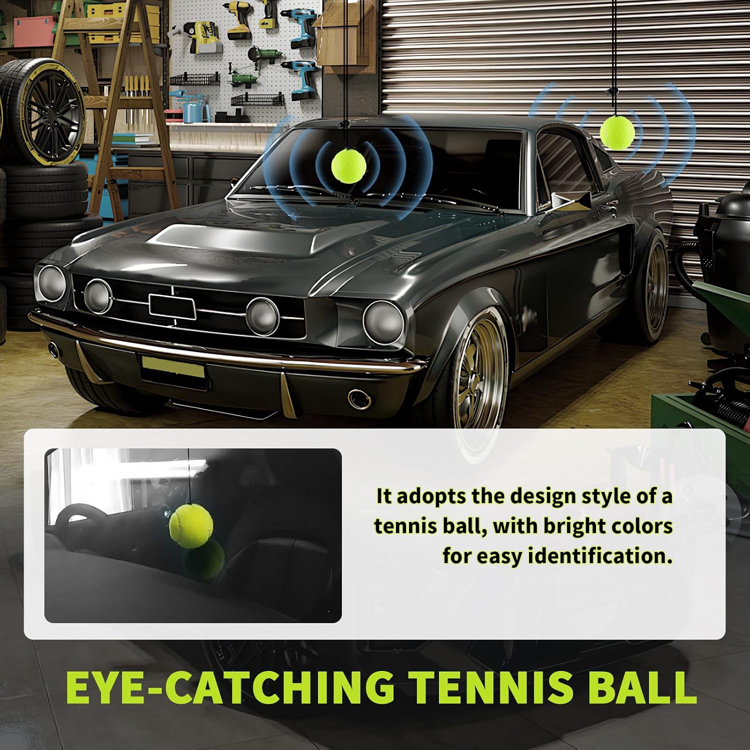 2PCS Garage Parking Aids for Cars with Screw Hook/Magnetic Hook,Dual-Purpose Garage Tennis Ball Parking Aid for Assisting Parkings,Soft & Adjustable Garages Parkings Assist with Lanyard