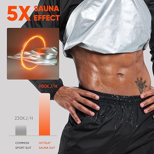 Miniatura 10 de HOTSUIT Traje de sauna para hombre, anti rasgaduras, trajes de sudor para gimnasio, boxeo, chaquetas de entrenamiento