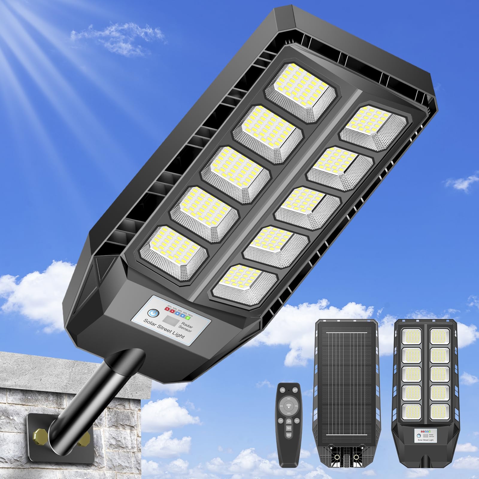 Lampadaire solaire d'extérieur IP66 avec télécommande pour jardin - 8