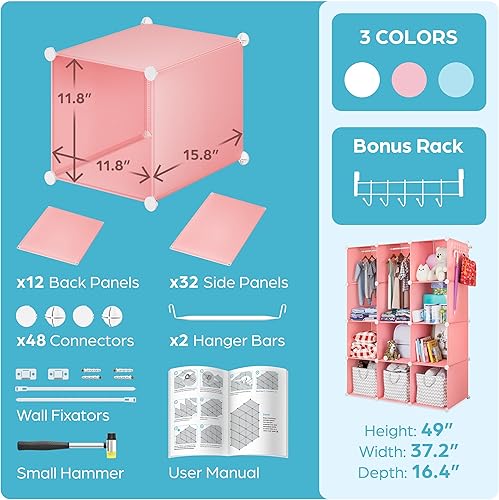 Miniatura 6 de Organizador de armario de bebé para guardería, armario duradero para bebé, estantes de aparador personalizables, organizador de ropa impermeable con