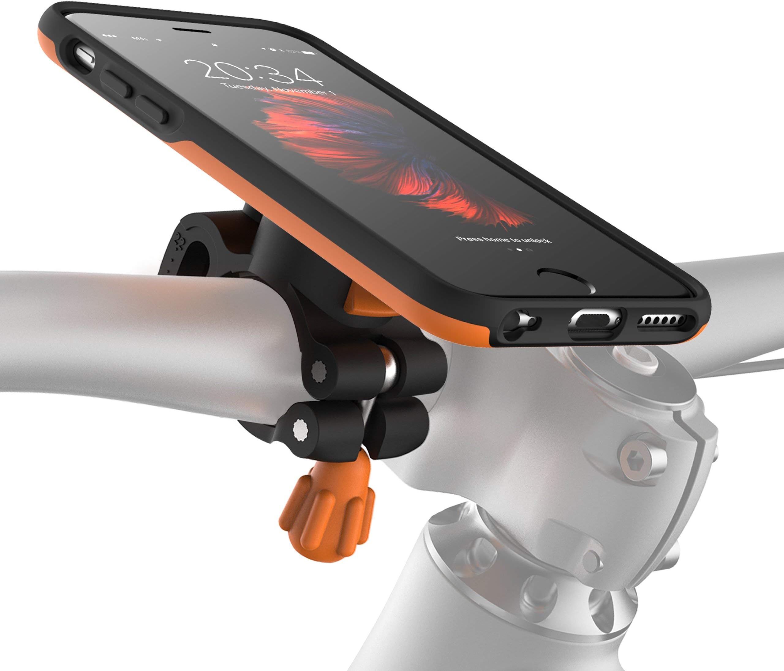 MORPHEUS LABS M4s iPhone 6 Bike Mount, Phone Holder & iPhone 6 Case, Bicycle Cell Phone Holder, Adjustable, fits to Most Handlebars, with Quick Lock, Magnetic, for iPhone 6 / 6s (Not Plus) [Orange]
