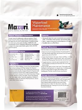 Mazuri Waterfowl Maintenance Food for Ducks & Geese | 5 Pound (5 LB) Bag