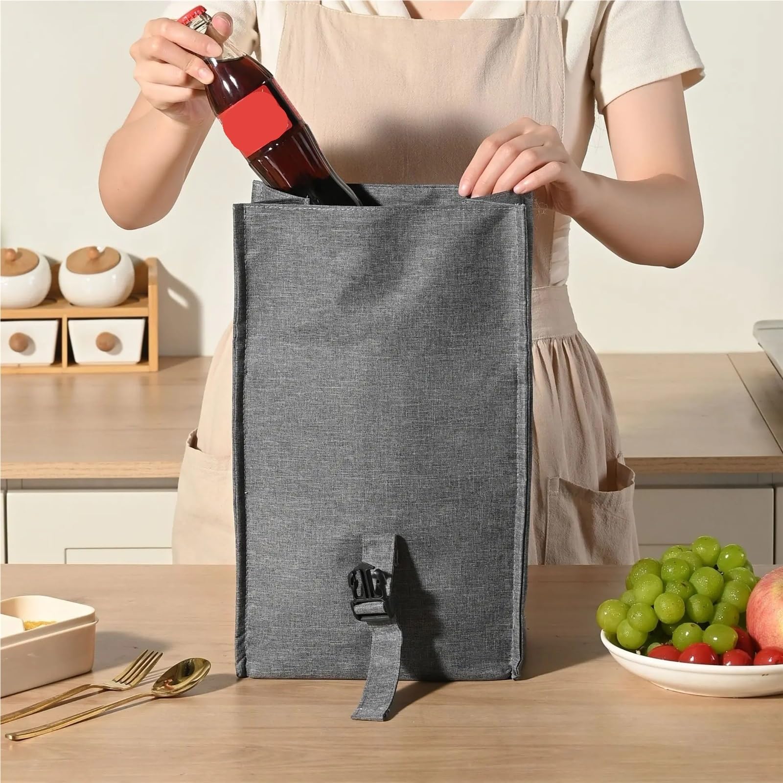 Sac Isotherme Repas Sac Isotherme Portable, 1 pièce, Design à Pression, Pack de Pique-Nique, Garde Les Aliments au Chaud et Froid, Accessoires Camping for déjeuner(Dark Blue)