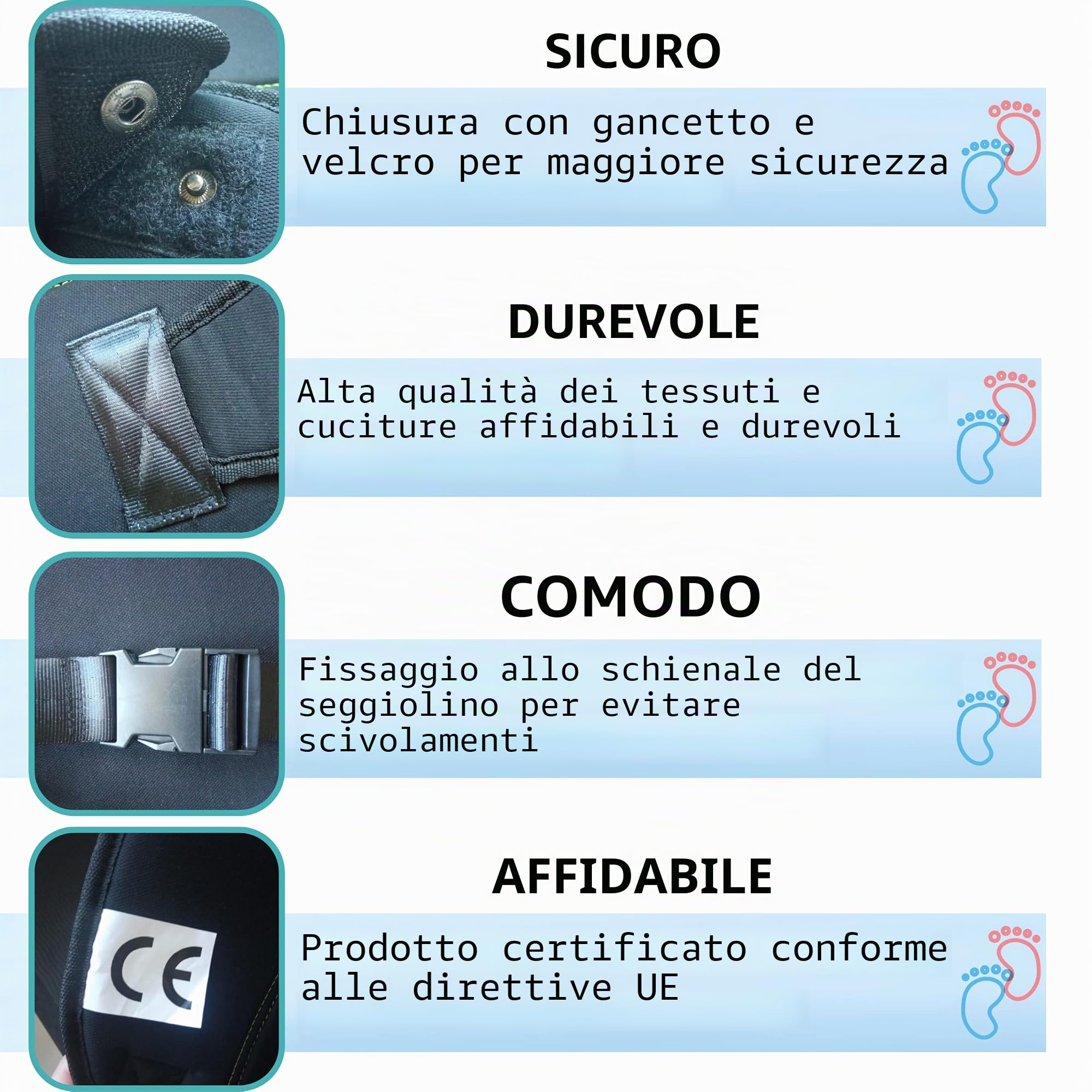 Cintura di sicurezza per donna incinta,di uso obbligatorio durante la gravidanza, adattabile a qualsiasi sedile e auto