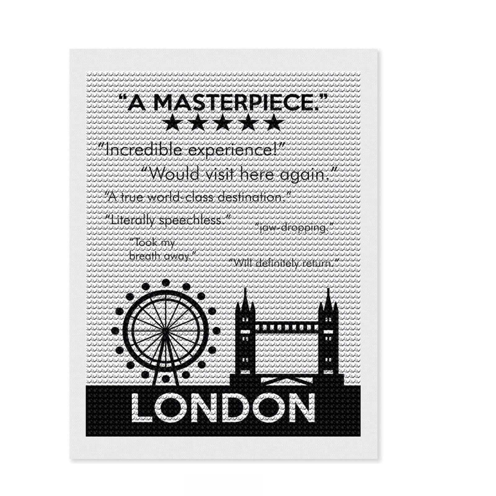 Junmoney London Masterpiece Diamond Art Canvas 12"x16", Adhesive Canvas, Easy to Follow Symbols, Living Room Decor, Holiday Gift Idea