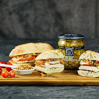 Sable & Rosenfeld Mediterranean Olive Bruschetta in a Jar, 16 oz, Pack of 1 | Classic Olive Spread with Sweet Peppers and Capers, Non-GMO, Gluten-Free, Crafted with Quality Ingredients, Great Flavor