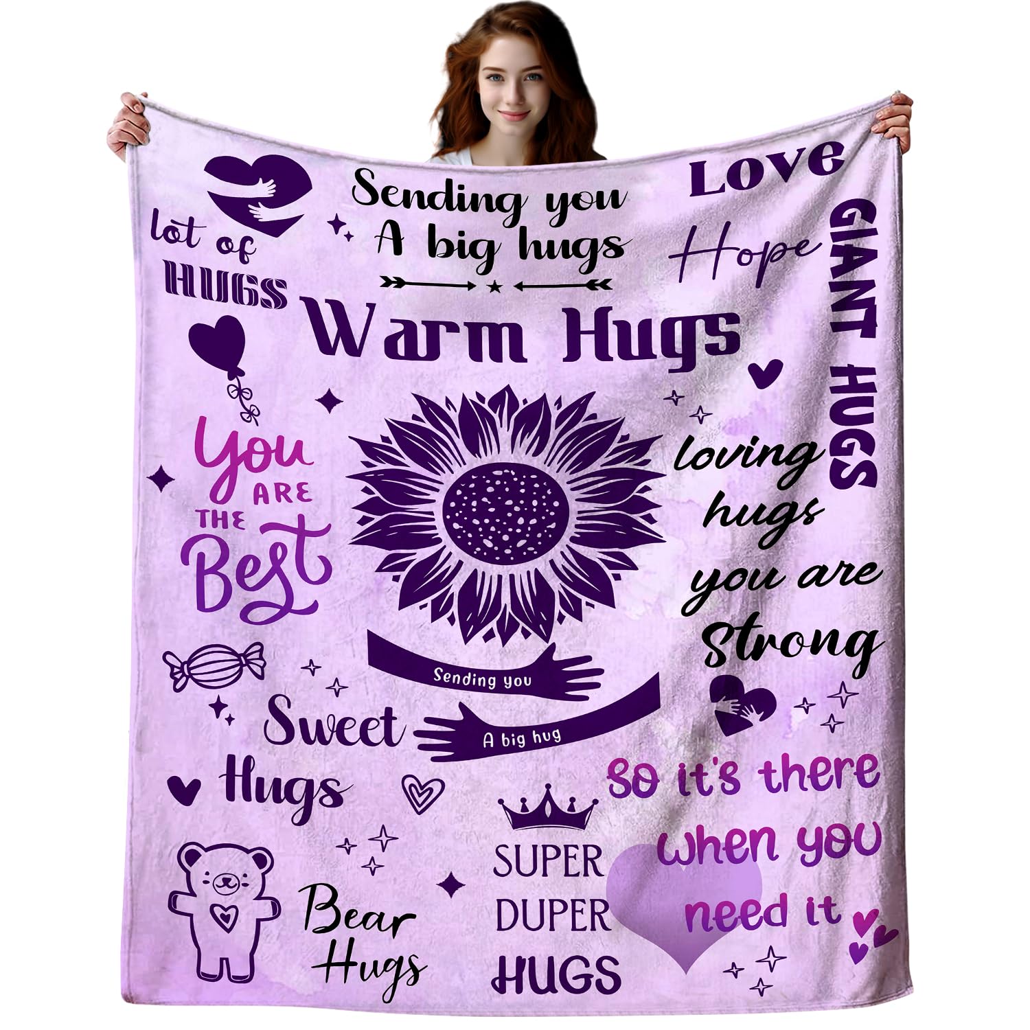 XeaGiasy Inspirational Blanket You are Awesome Positive Thoughts Throw Blanket Get Well Soon Gifts for Women Men 50"X40"