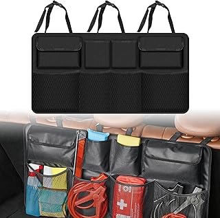 BORDEAG Foldable Car Boot Organiser with 8 Pockets, 3 Adjustable Straps, Waterproof, Car Storage and Boot Bag