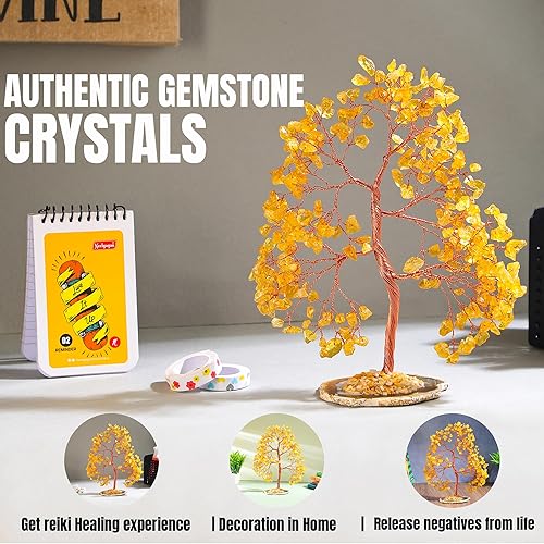 Miniatura 4 de ARADVED Árbol de la vida de cristal, árbol de cristales curativos de citrino para energía positiva, decoración de Feng Shui hecha a mano para el