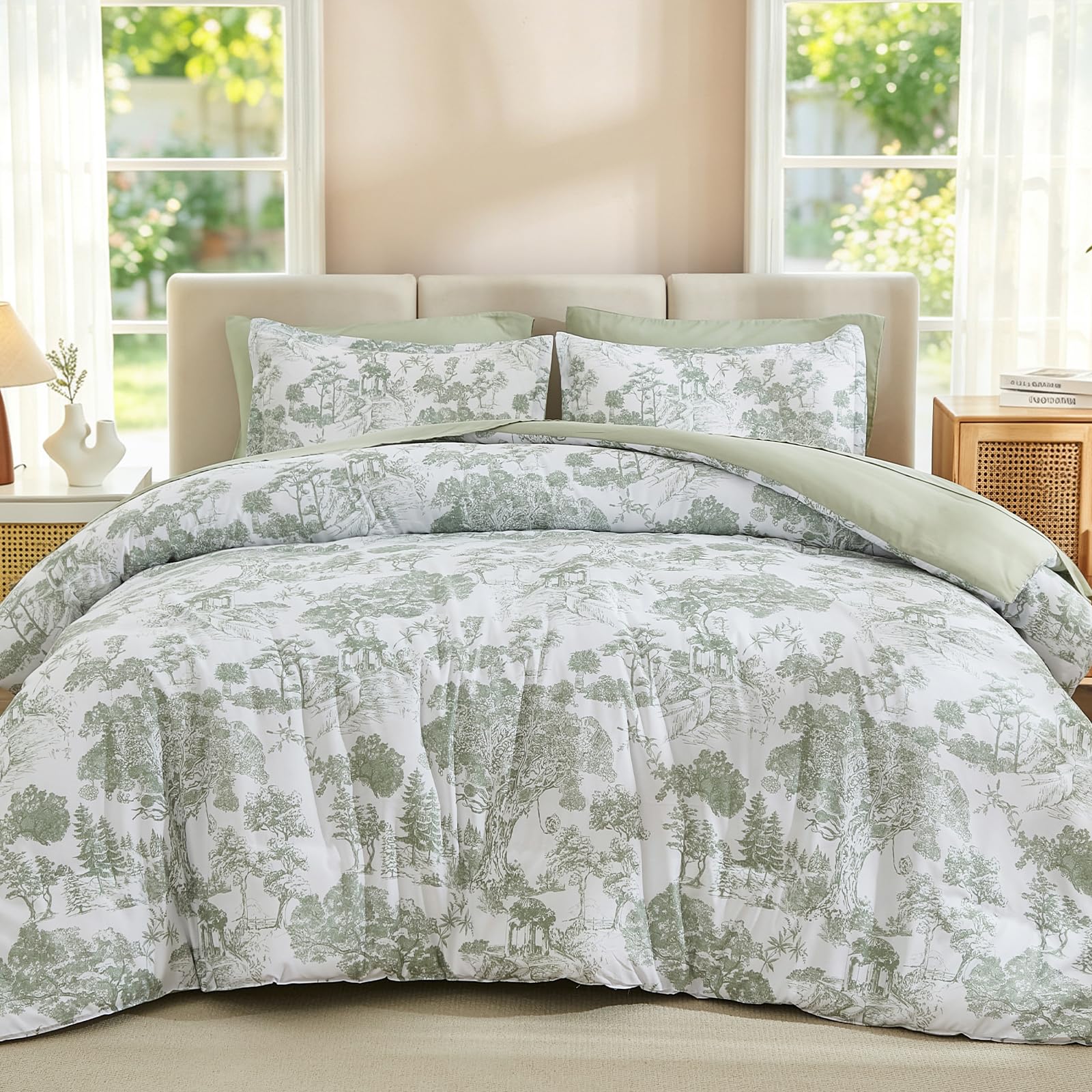 DJY Green Botanical Duvet Cover Set Double Size Soft Microfiber Bedding โ image 1