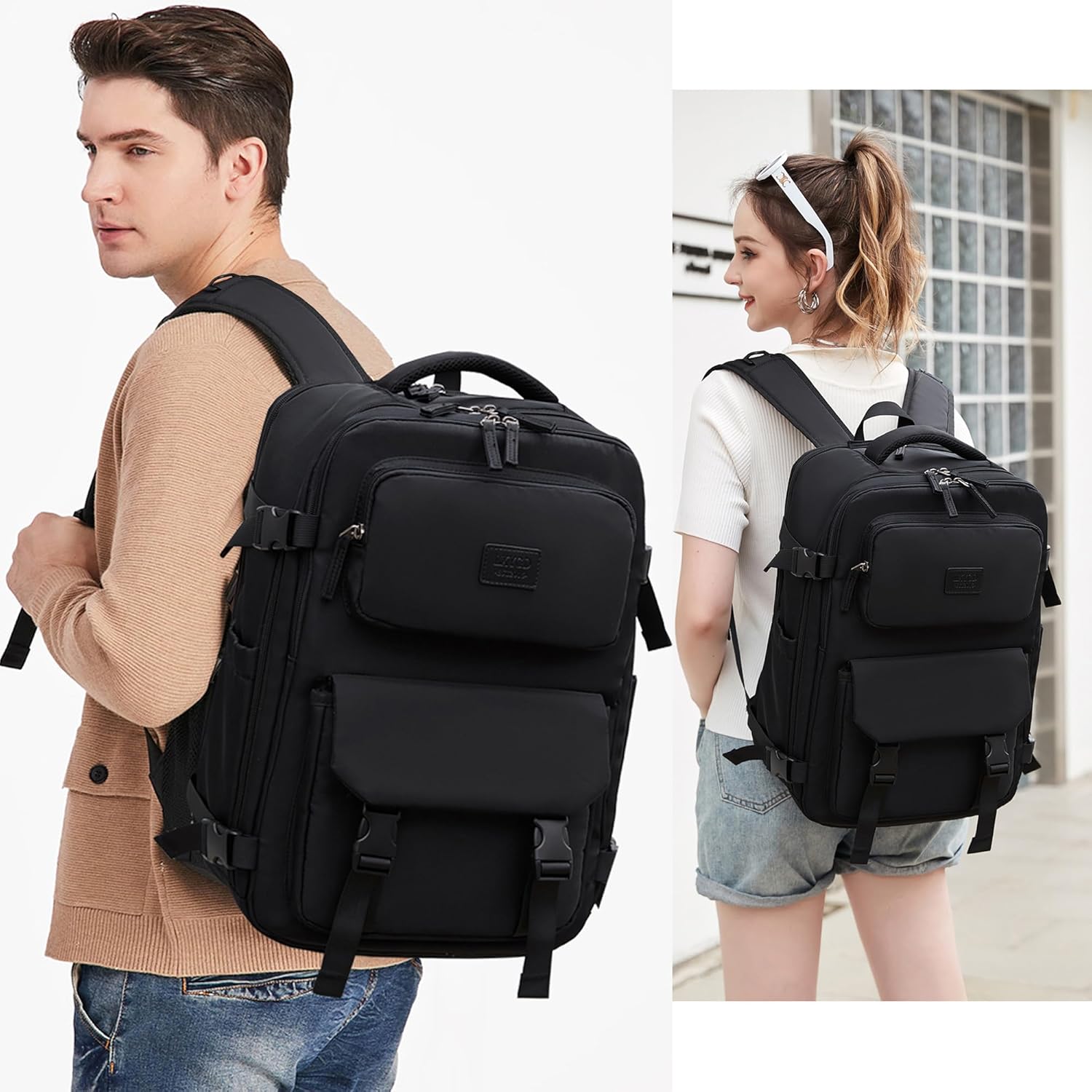 LXYGD Travel Laptop Backpack, Business Work Backpacks Large College Bookbag for Women Men Water Resistant Daypack Airline Approved Gym Bag Fits 17 Inch Notebook & Laptops - Black