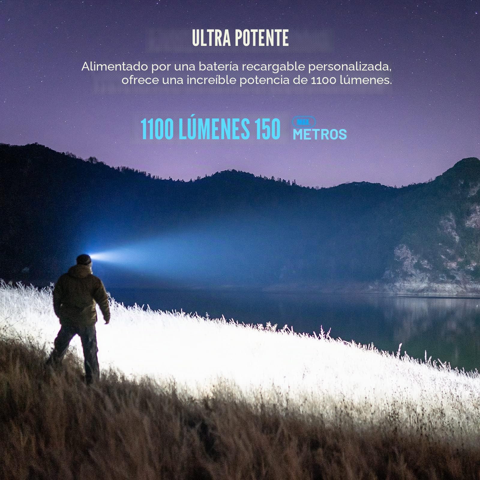 OLIGHT Perun 2 Mini, Linterna frontal LED con banda para cabeza, alcance 150 m. Luz blanca 180º