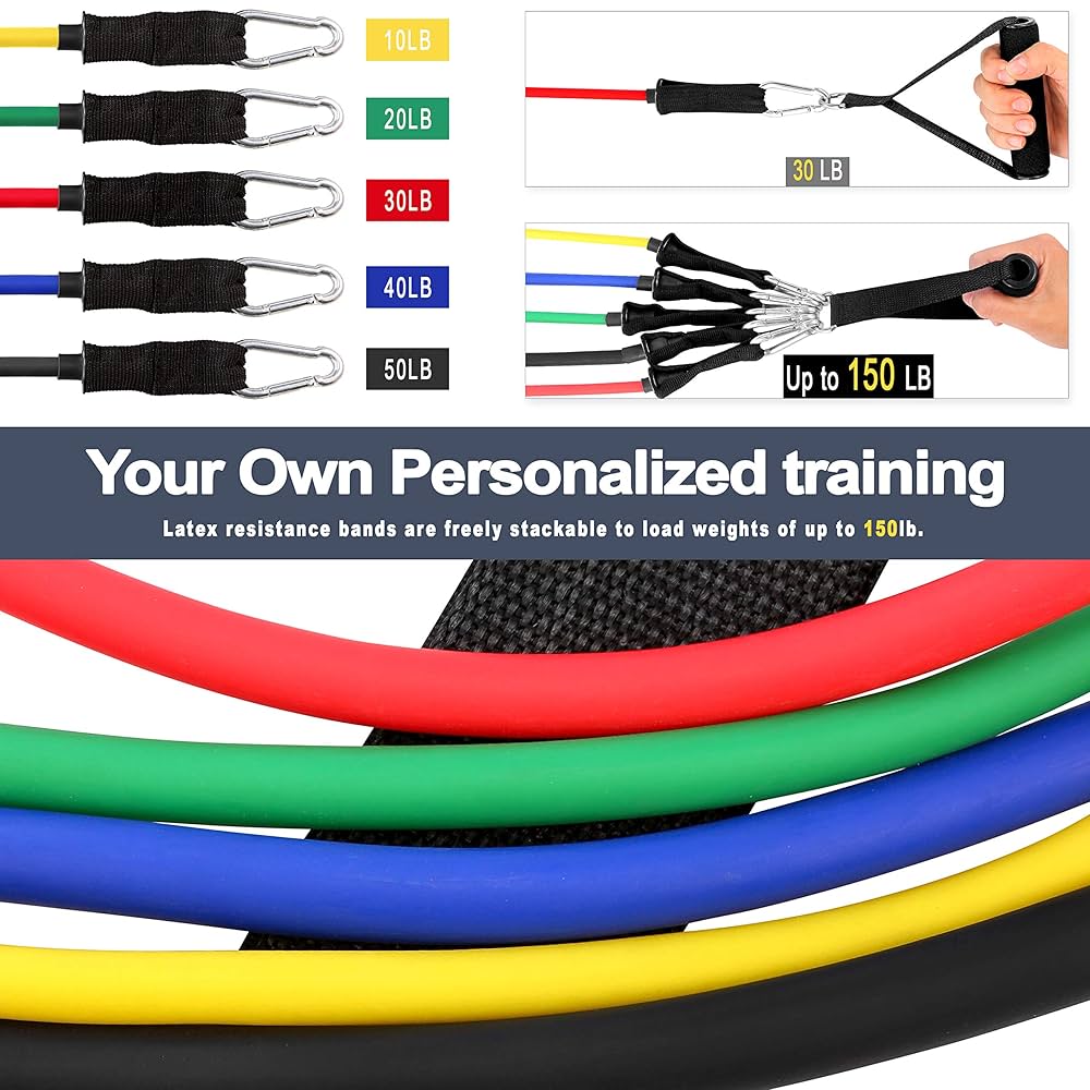 I nＢody  B A N D Amazon.com: Resistance Bands Set - 11pcs Exercise Bands with
