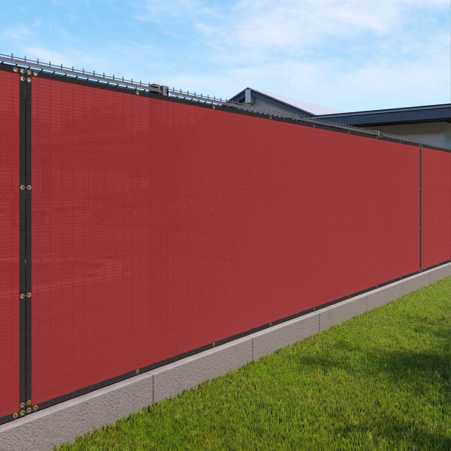 Windscreen4less Fence Privacy Screen 5' x 50' Heavy Duty Windscreen Fencing Mesh Fabric Cover for Patio Garden Backyard Lawn Carport Pool Fence, Red