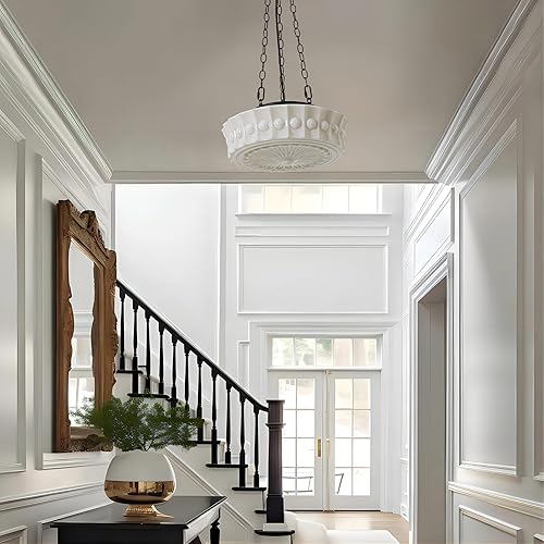 Miniatura 9 de Lámpara colgante de vidrio lechoso, lámpara de techo colgante de 35,6 cm estilo escuela moderna de mediados de siglo, lámpara de araña vintage