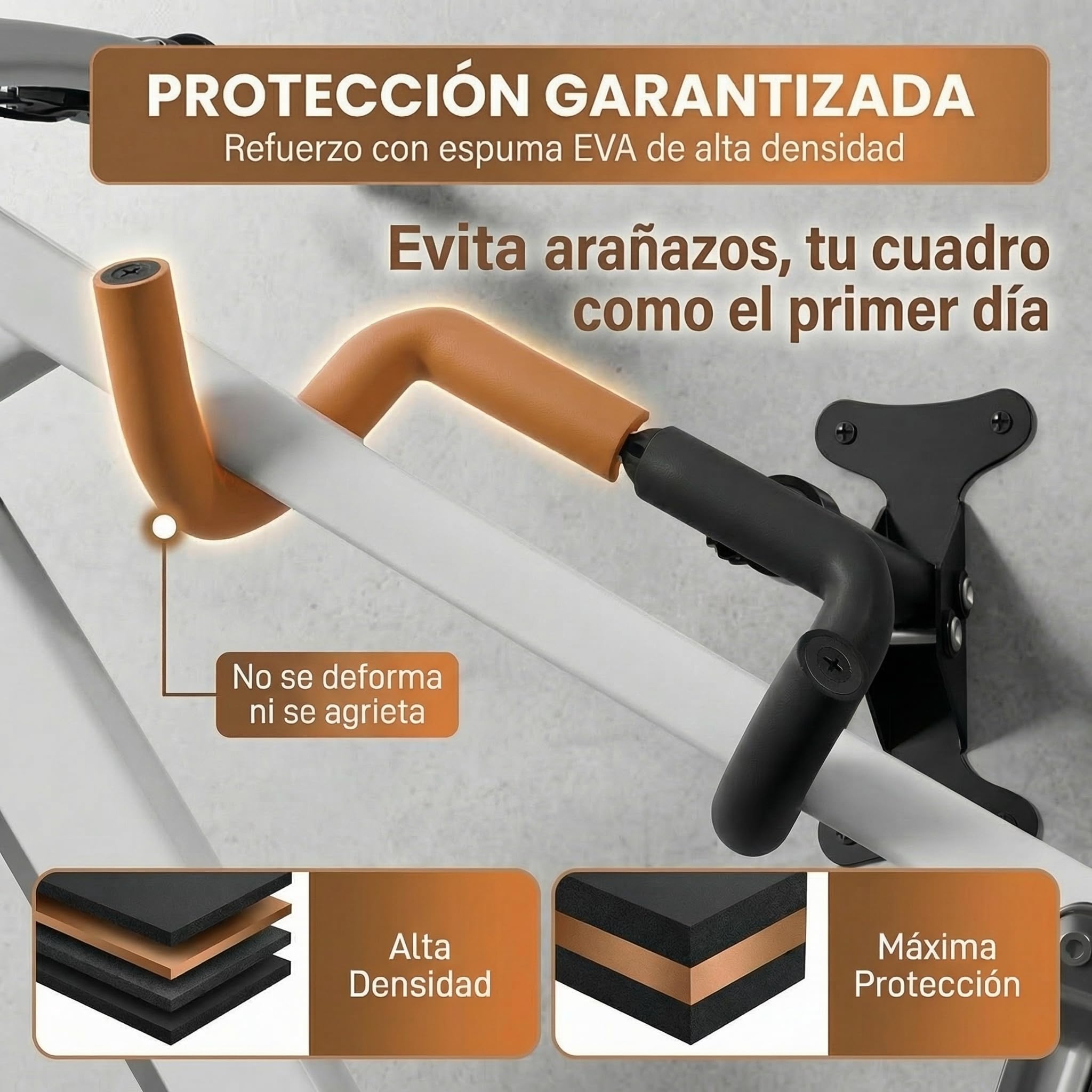 Soporte Bicicletas Pared, Soporte de Pared Para Bicicletas, Plegable, Ángulo y Distancia Ajustable, Extra Acolchado, Gancho para Casco y Calas, Con Kit Limpieza Bici y Guía Digital Montaje Rápido — view 4
