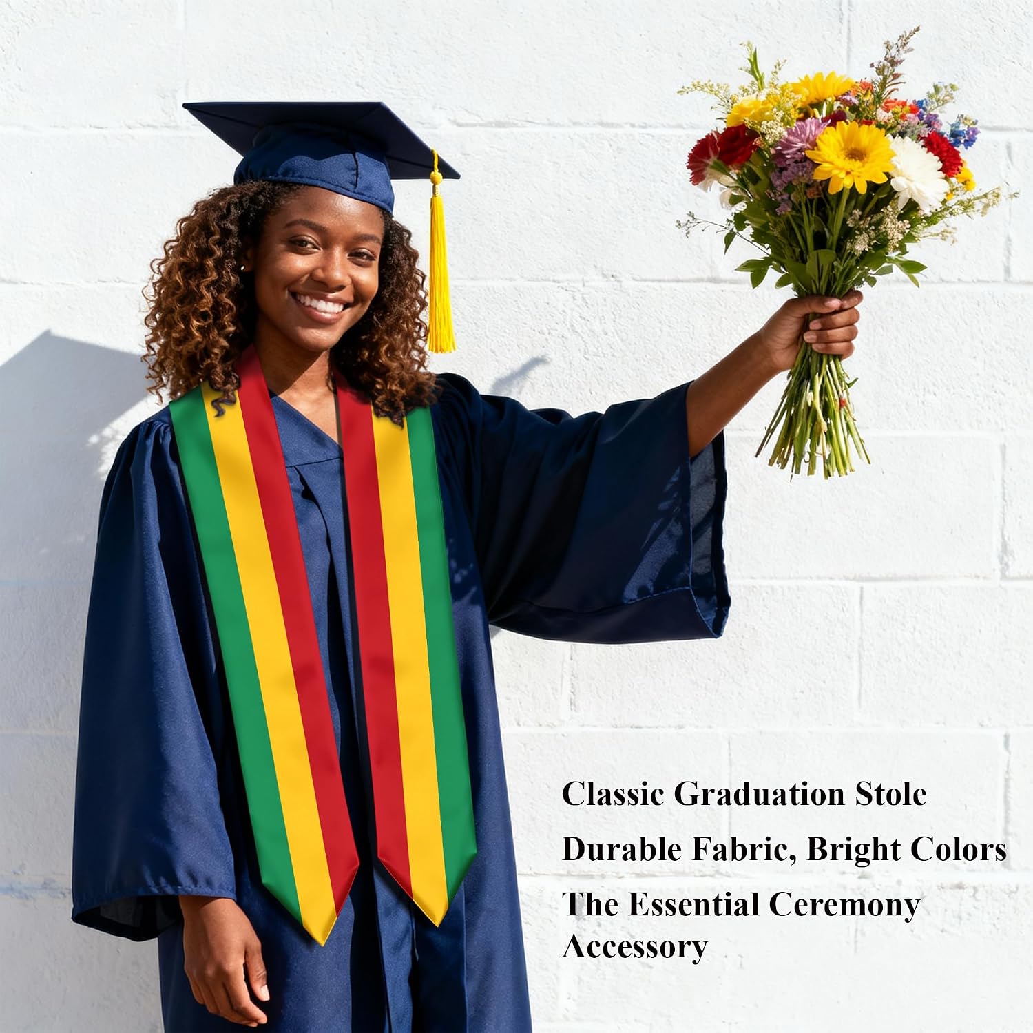 Guinea Flag Graduation Stole Graduation Sash Scarf for International Student Abroad Adult Unisex