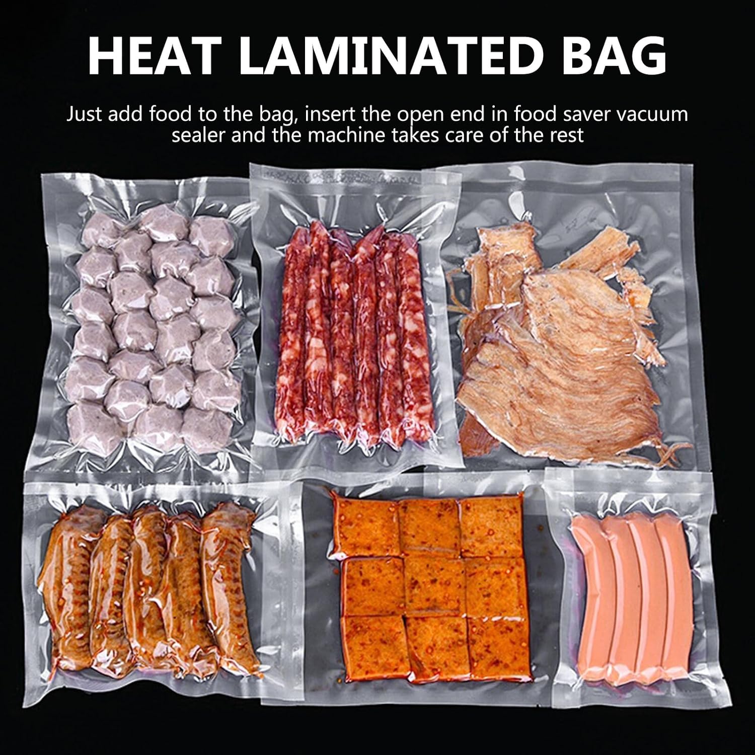 100pcs Vacuum Sealer Bags Heat Seal Pouches Thick Nylon 16 Mil 20x25cm Food Storage Bags for Kitchen Preservation