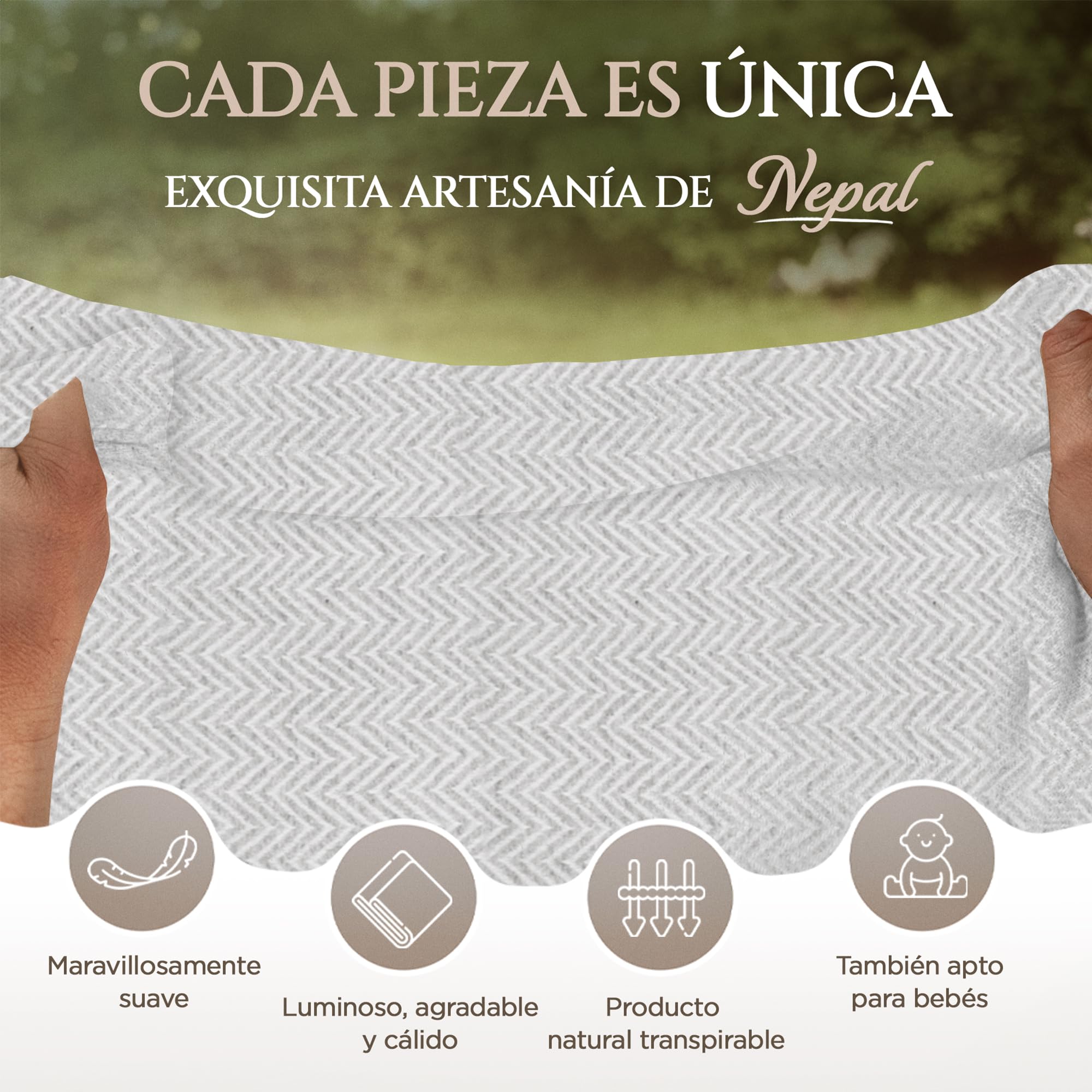 Manta de Cachemira - Manta Tejida a Mano para sofá 100% Lana de Cachemira - 135 x 270 cm, Suave y Acogedora Manta para sofá y Silla - Fabricada en Nepal