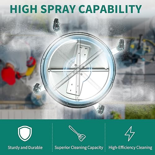 Miniatura 4 de YITAHOME Limpiador de superficie para lavadora a presión, mango doble de 20 pulgadas con 2 boquillas y 4 reemplazos, limpiador de alta presión para