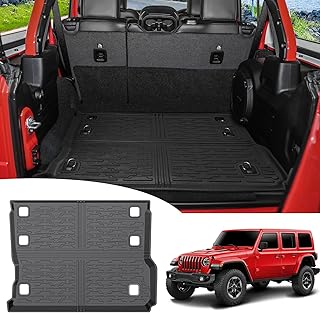 Trunk Mat Fit for 2018-2023 Jeep Wrangler JL Unlimited 4X4 with Subwoofer Cargo Mat TPE Cargo Liners for Jeep Wrangler JL 4 Door Accessories 2018 2019 2020 2021 2022 2023(Cargo Mat)