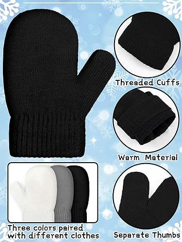 Miniatura 5 de SATINIOR 3 pares de guantes elásticos mágicos para niñas pequeñas, guantes de punto suave para bebés y niños pequeños