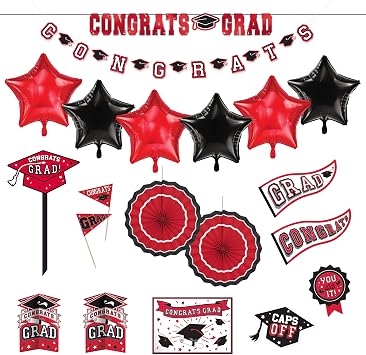 Party City Red Graduation Decorating Kit