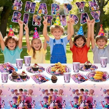 52PC Birthday Decorations, Party Decorations Kit, Party Tableware Set, Birthday Supplies Happy Birthday Banner Plates Cups Napkins Tablecloth for Kids Boys Girls