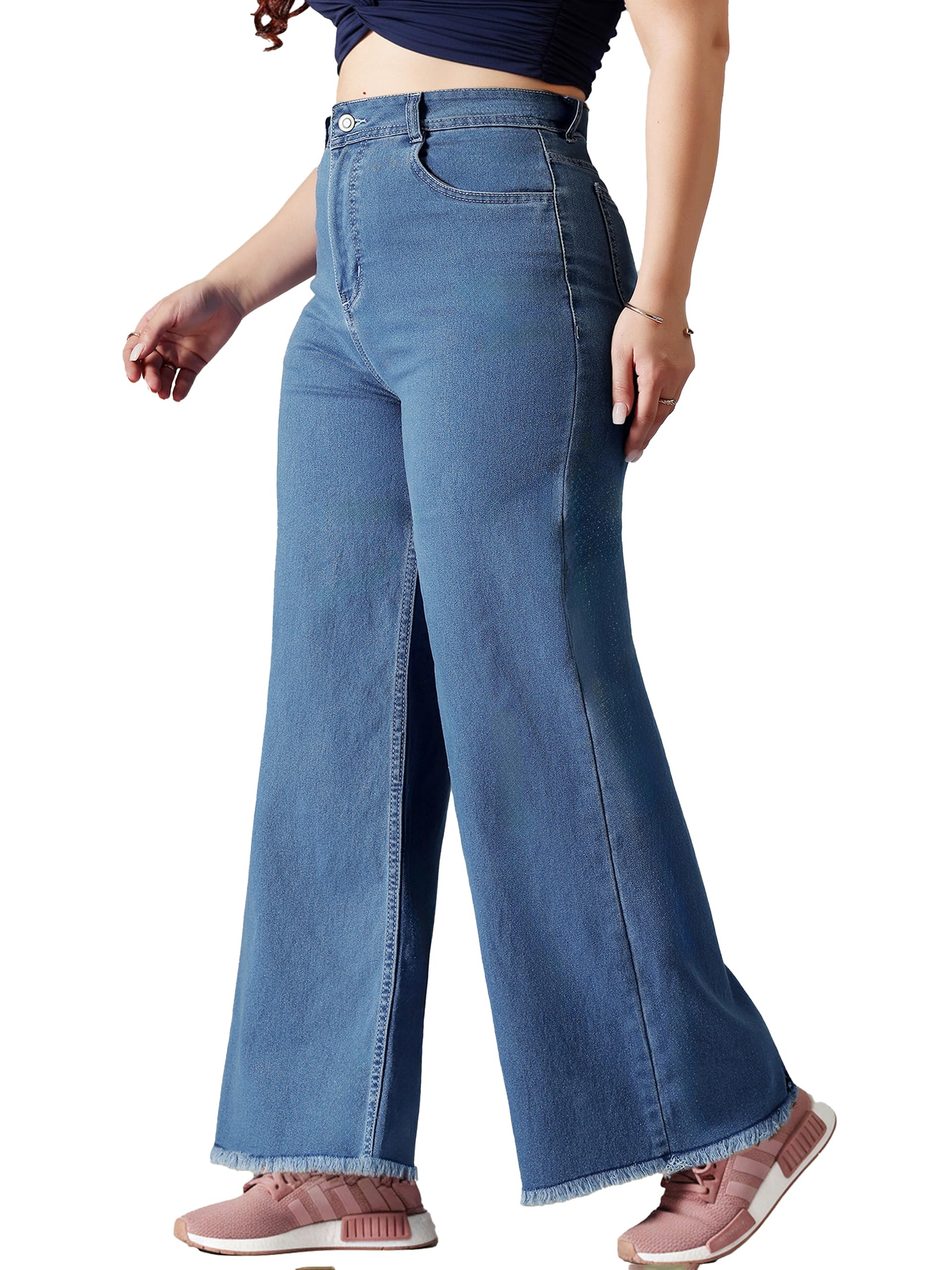 miss chase a+ Women's Wide-Leg High Rise Regular Length Stretchable Shaping Denim Jeans-picture-26