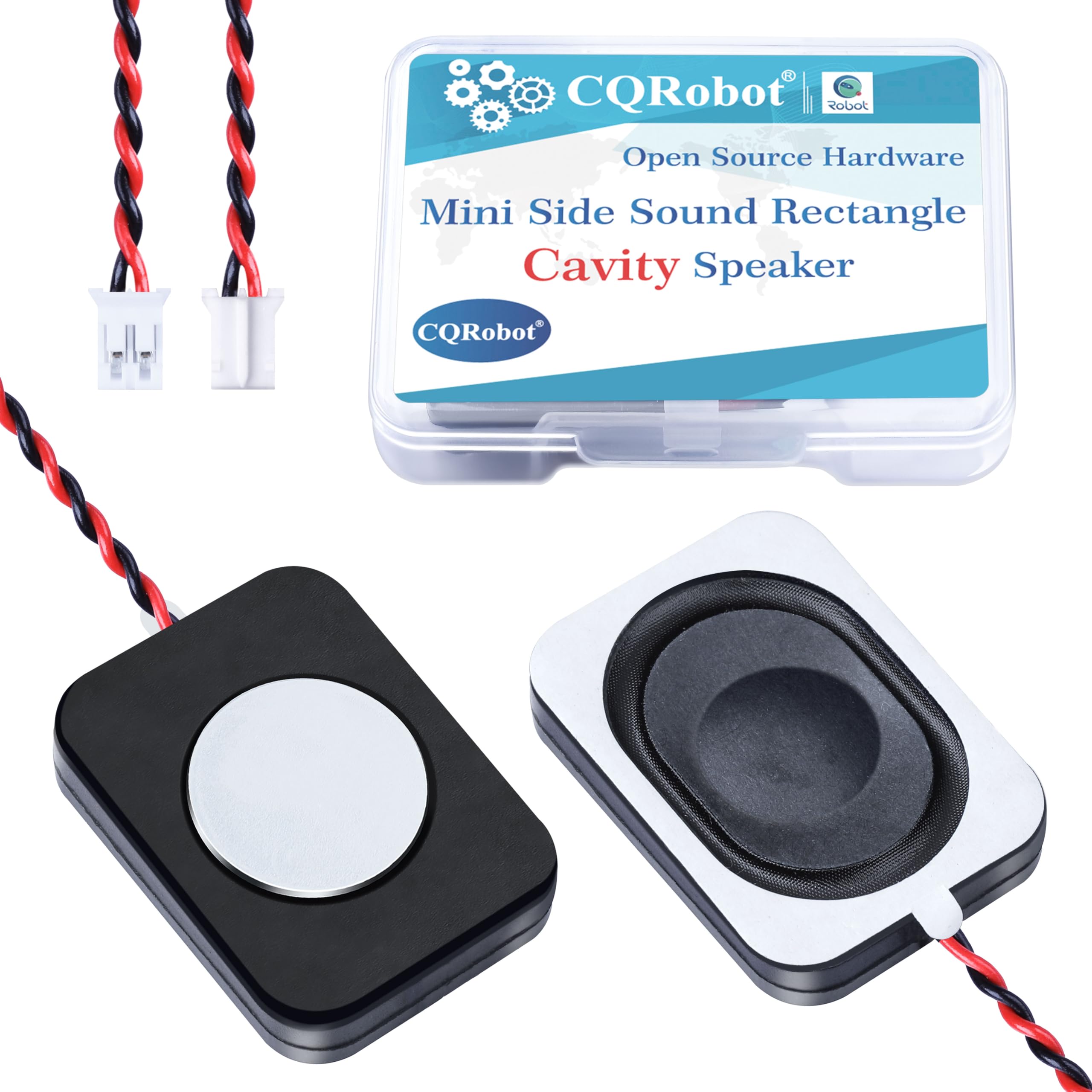 CQRobot 2 Pieces/1 Pair 35 mm * 25 mm * 6.8 mm Side Sound 4 Ohm 2 Watt / 3 Watt Rectangle Cavity Speaker, JST-PH 2.0 mm 2-Pin Interface Wire, for Computer Electronic Project Application Components.