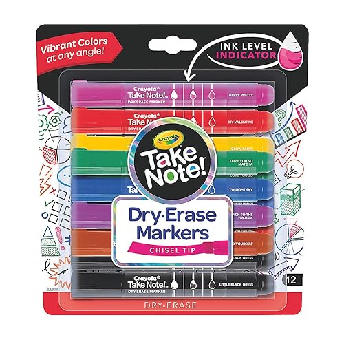 Fun Express Take Note Vibrant 12Ct Dry Erase Markers - 12 Pieces - Educational And Learning Activities For Kids
