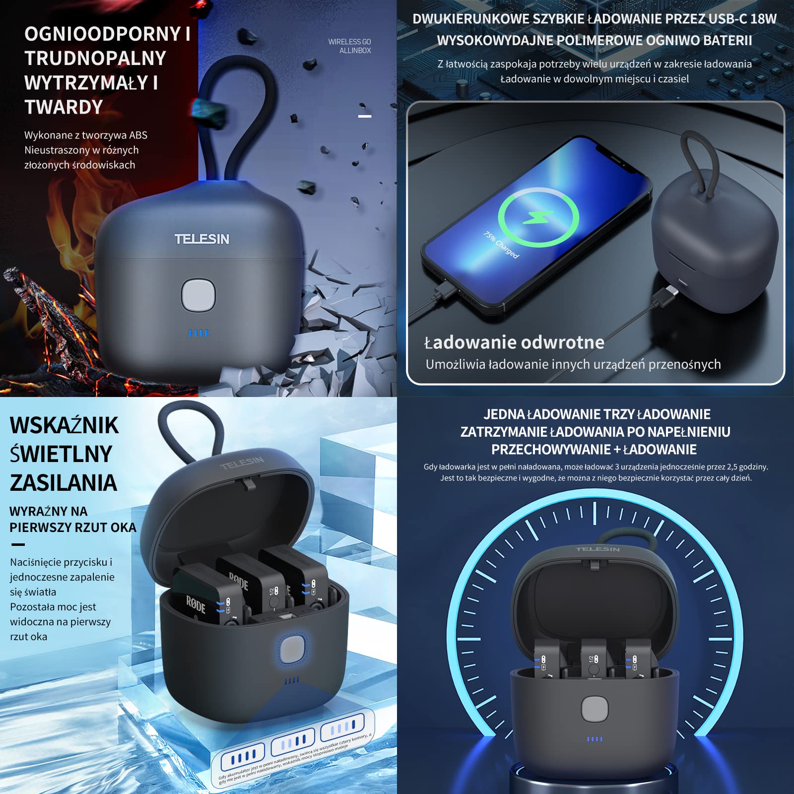 TE-WMB-001 Allinbox Charger for Wireless Go I/Go II Microphone (3-Pack)  Charging Case. Portable Fast Charge Power Bank with Built-in 3.7V/4000mAh  Battery RODE Microphone Charger. : Amazon.co.uk: Musical Instruments & DJ
