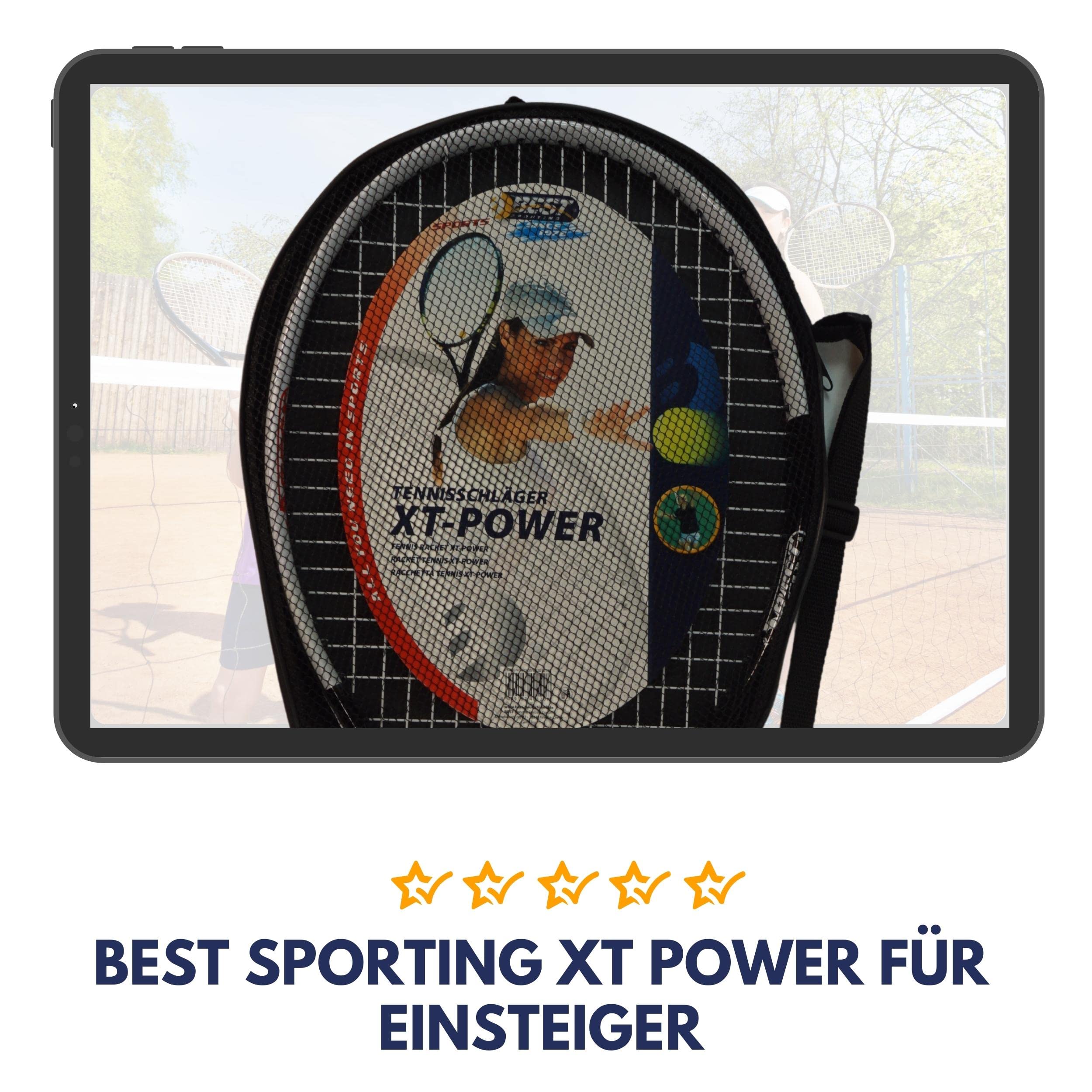 Best Sporting - Racchetta da tennis per principianti XT-Power, 250 g, spessore impugnatura L3, leggera racchetta da tennis in alluminio, ideale per bambini, ragazzi e adulti, inclusa custodia