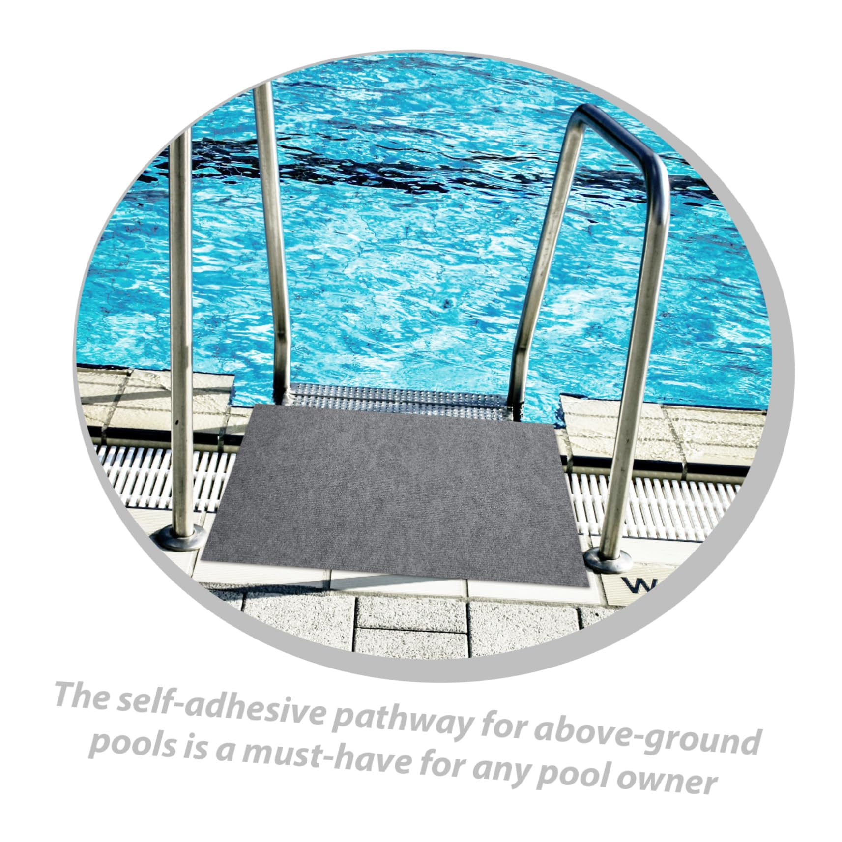 GALPADA Tappetino Piscina Fuori Terra Autoadesivo in Fibra di Polipropilene | Antiscivolo e Assorbente, Installazione Semplice, per Area Esterna Attorno al Bordo Piscina