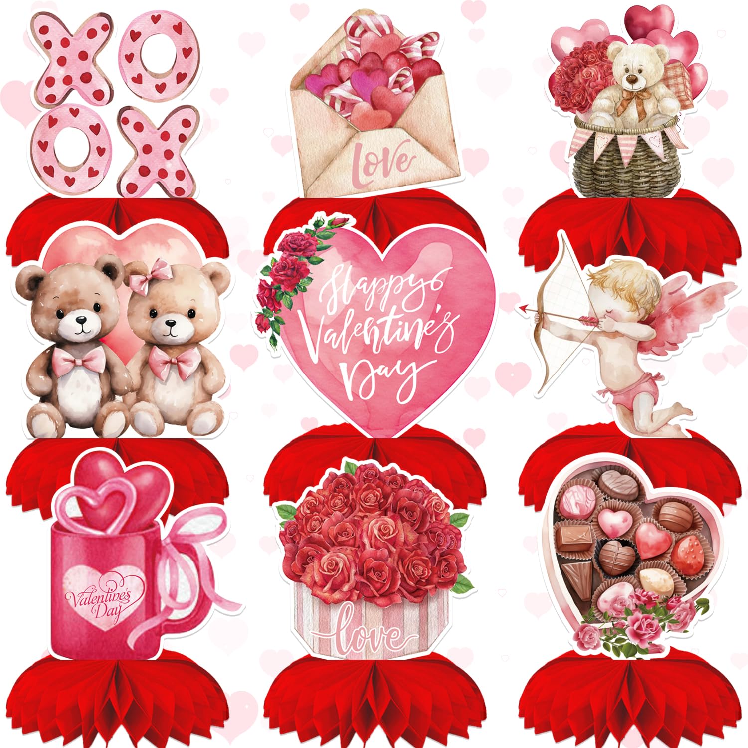 Adeyoo Valentine Centerpieces for Table, 9Pcs