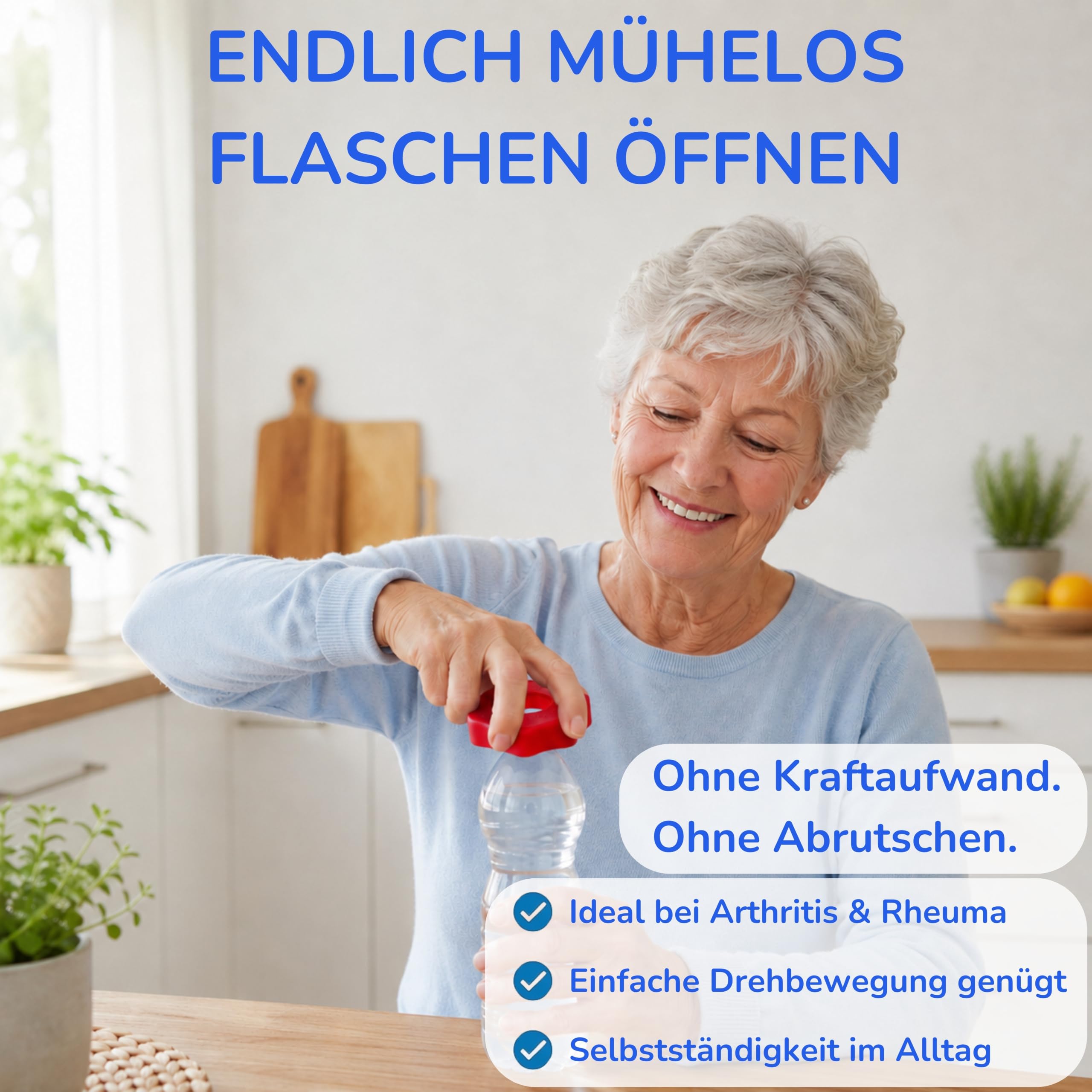 GLZ Easy-Drehfix Abrebotellas | El abrebotellas patentado abre tapones de rosca mediante movimiento giratorio | Abrebotellas de rosca y abrebotellas Ayuda a personas mayores | Apto para lavavajillas |