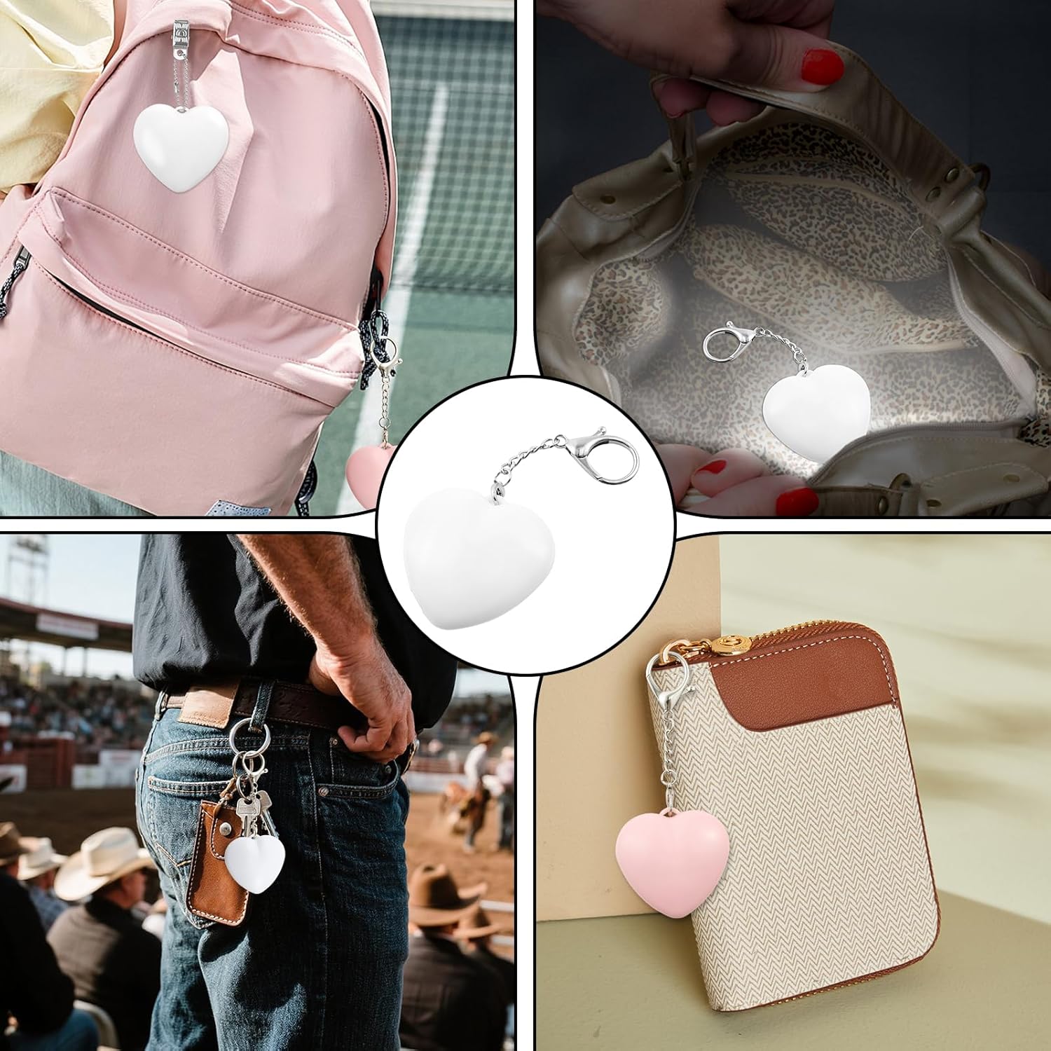 2 Pcs Purse Glow Heart Light - Automatic Sensor Purses Lamp, Portable Touch Activated Handbag Night Light, Heart Shaped Purse Lamp for Women Girls Mother Friends (Pink + White)
