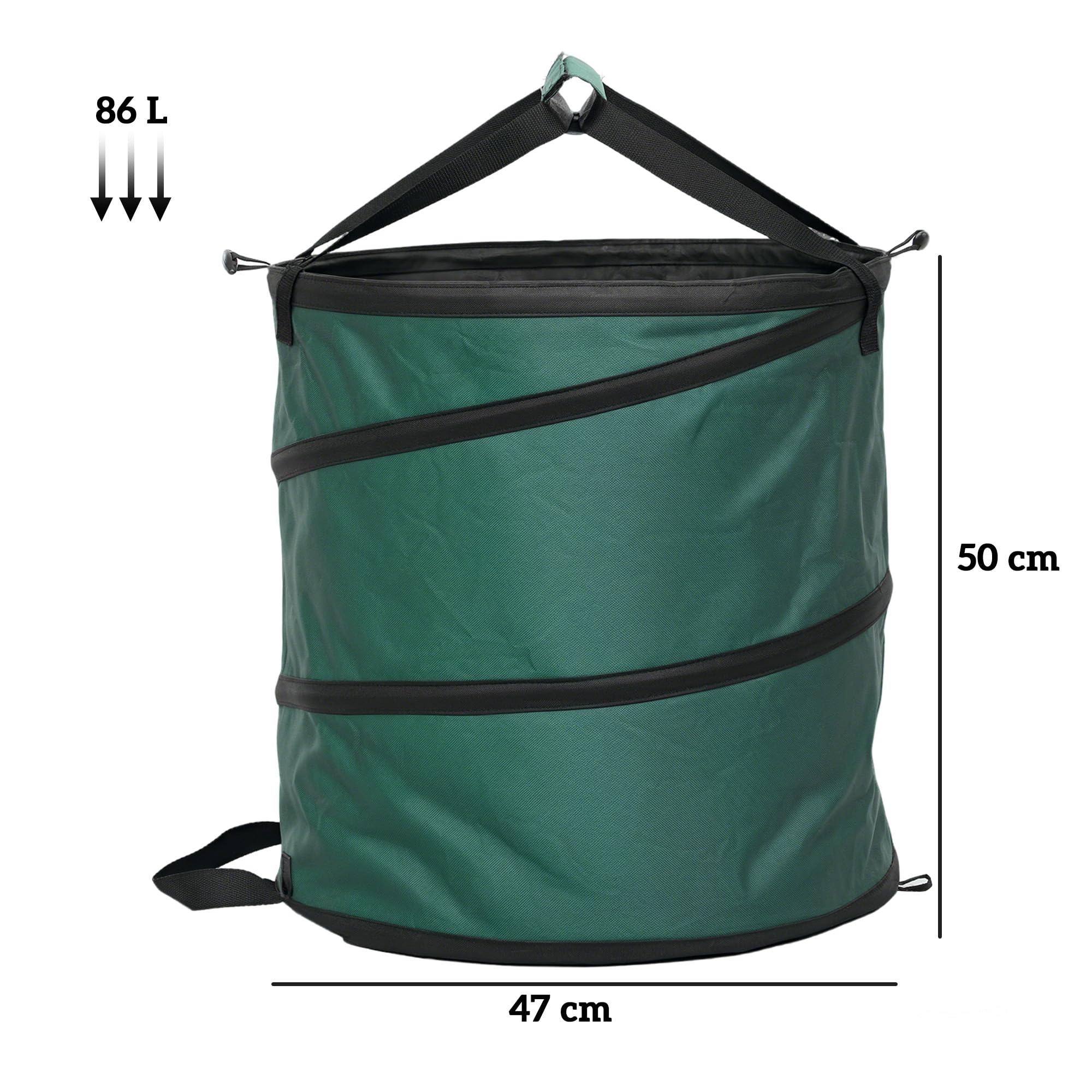 Outsunny Set de 4 Bolsas de Basura de Jardín 86L Resistentes con Asas y Botones de Fijación Bolsas para Residuos Pop-Up Plegables Reutilizables