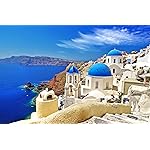 Jigsaw Puzzles 1000 Pieces Puzzles for Adults Dreamy Aegean Sea Puzzles Greece Santorini Landscape Puzzle Natural Scene Hard Puzzles for Adults Teens Kids Interactive Toy Brain Teaser