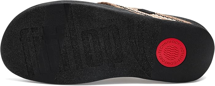 Женские сандалии FitFlop Surfa Stripe-Webbing Toe-Post, цвет: Чёрный — фото 5