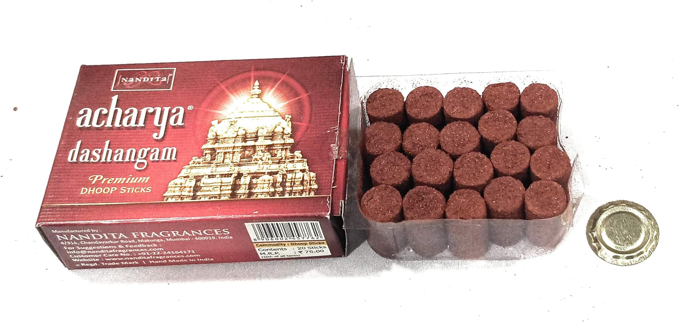 Nandita Acharya Dashangam Dhoop Sticks - Pack of 6 (20 Sticks in a Pack)