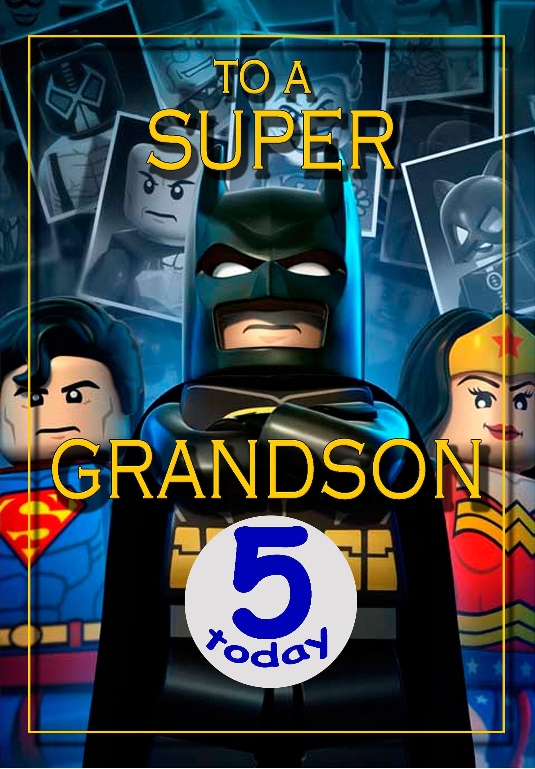 Juvenile Birthday Card Age 5 Grandson - 9 X 6 Inches - Regal