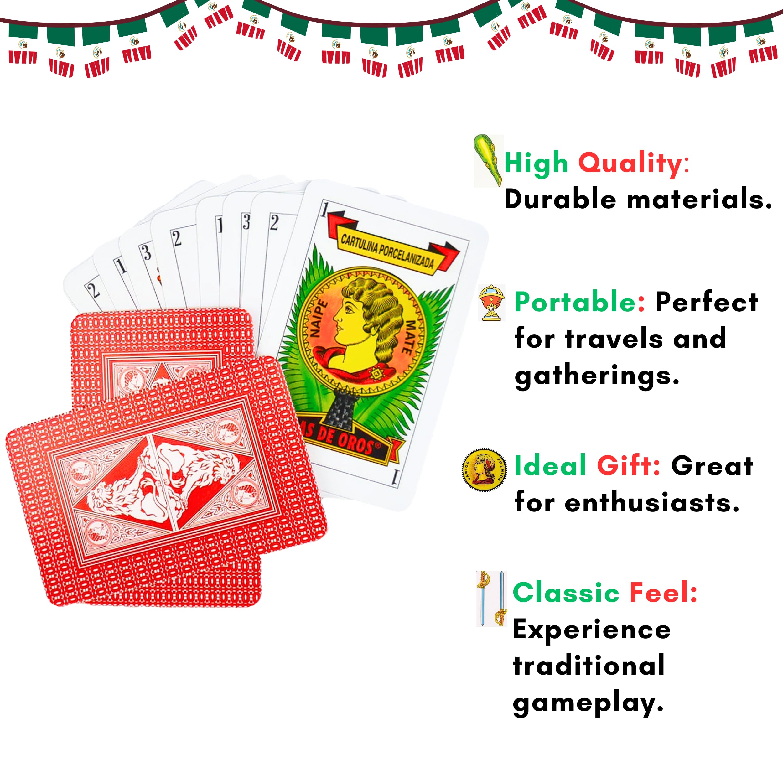 The Original Baraja española Original rojo - Cartas españoles originales - Cartas españoles - Barajas mexicanas de plastico Naipes españoles Cartas mexicanas Baraja de cartas españolas